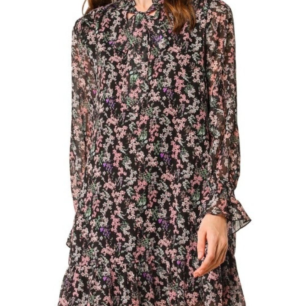 Allegra K Women's Ruffle Tie Neck Casual